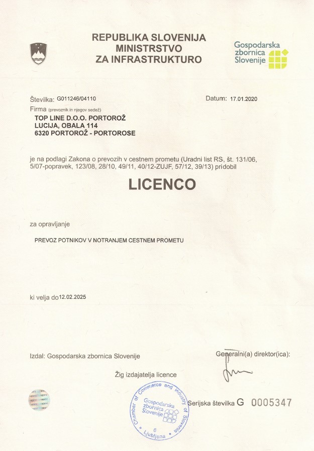 Licenca Passenger transportation licence